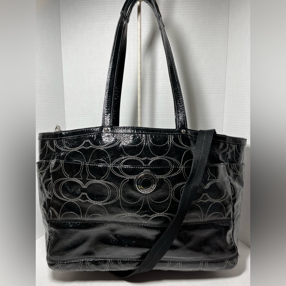 Coach Signature Stitched Patent Leather Travel/Diaper bag 18258